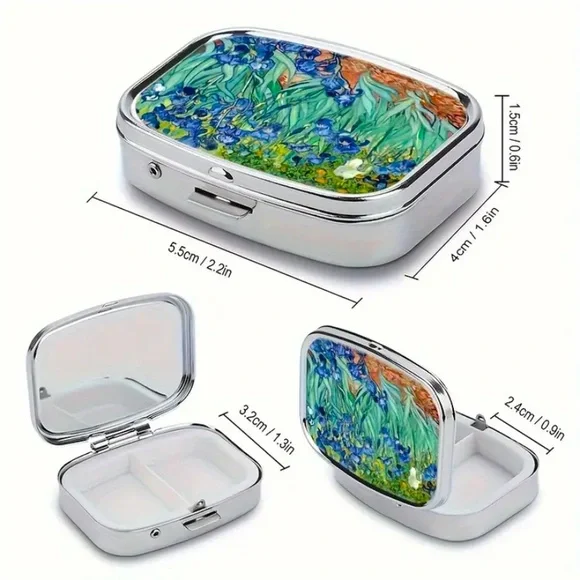 NIB 1pc Retro Vintage Iris Impressionism Pill /Small Jewelry Box - Picture 9 of 10